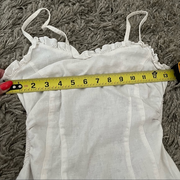 White Cutout Open Back Linen Mini Dress, XS - Picture 9 of 9